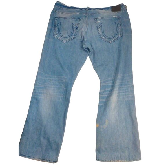 True Religion Bobby Big QT Distressed Jeans Black Stitch - Sz 40 x 28 Md… - Picture 2 of 13